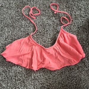 Pink flounce bikini top